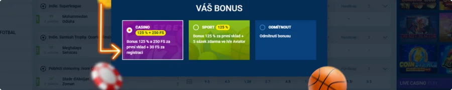 Vyber uvítací bonus