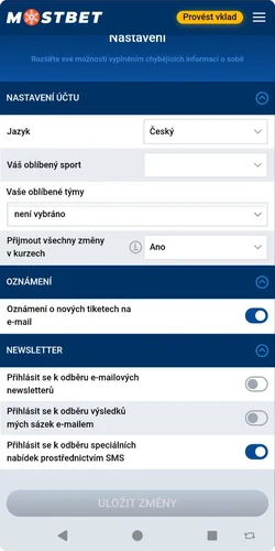 Nastavení aplikace